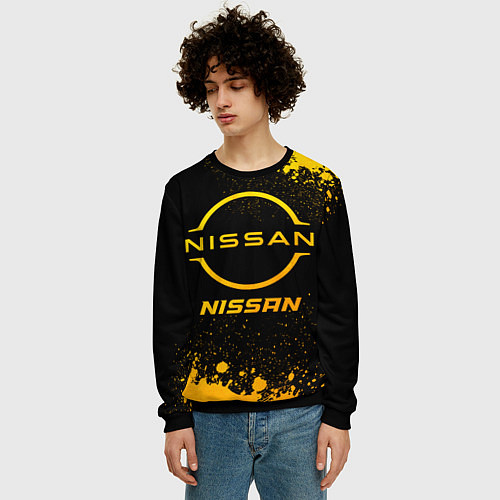 Мужской свитшот Nissan - gold gradient / 3D-Черный – фото 3