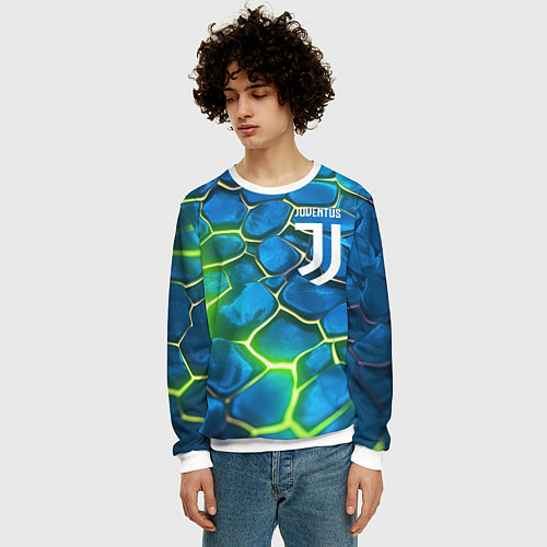 Мужской свитшот Juventus blue green neon / 3D-Белый – фото 3