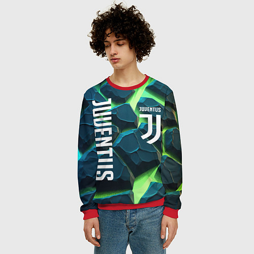 Мужской свитшот Juventus green neon / 3D-Красный – фото 3