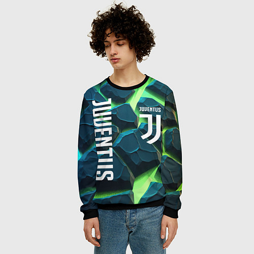 Мужской свитшот Juventus green neon / 3D-Черный – фото 3