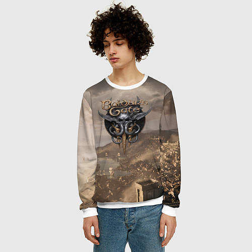Мужской свитшот Baldurs Gate 3 Logo / 3D-Белый – фото 3