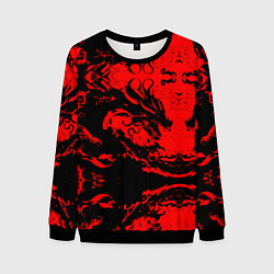 Свитшот мужской Черный дракон на красном небе, цвет: 3D-черный