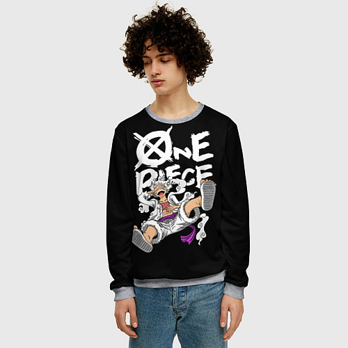 Мужской свитшот One piece - gear 5 luffy / 3D-Меланж – фото 3