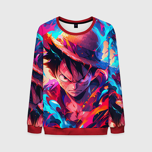 Мужской свитшот Луффи из Ван Пис - разноцветный / 3D-Красный – фото 1