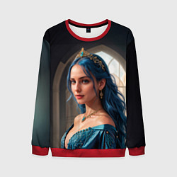 Свитшот мужской Девушка принцесса с синими волосами, цвет: 3D-красный