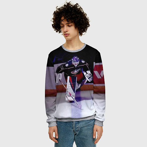 Мужской свитшот Sergey Bobrovsky - goalkeeper - Columbus blue jack / 3D-Меланж – фото 3