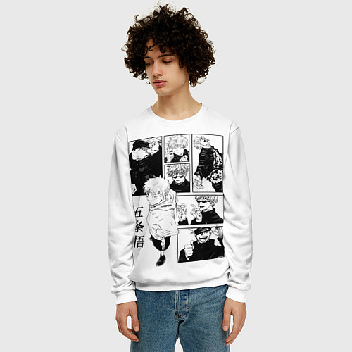 Мужской свитшот Разный Годжо - Магическая битва / 3D-Белый – фото 3
