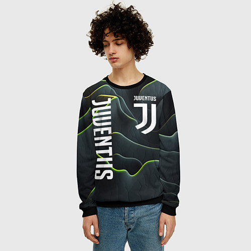 Мужской свитшот Juventus dark green logo / 3D-Черный – фото 3