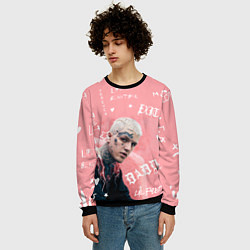 Свитшот мужской Lil Peep тату розовый, цвет: 3D-черный — фото 2