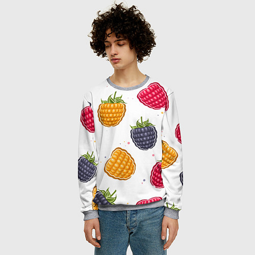 Мужской свитшот Разноцветная малина / 3D-Меланж – фото 3