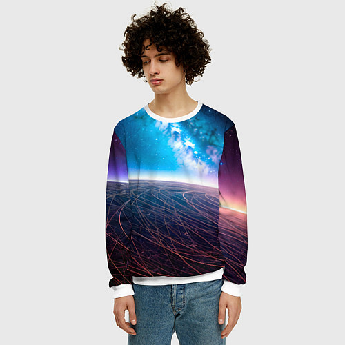 Мужской свитшот Удивительный млечный путь / 3D-Белый – фото 3