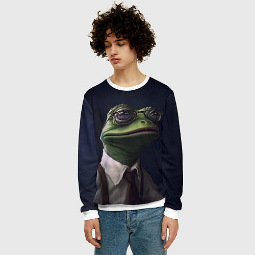 Мужской свитшот Пепе в белой рубашке / 3D-Белый – фото 3