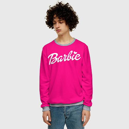 Мужской свитшот Барби розовая / 3D-Меланж – фото 3