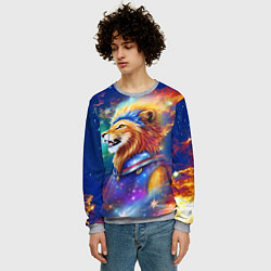 Свитшот мужской Космический лев - неоновое свечение, цвет: 3D-меланж — фото 2