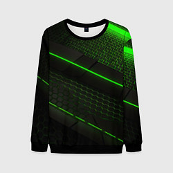 Свитшот мужской Зеленая абстракция со светом, цвет: 3D-черный