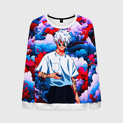 Свитшот мужской Красавец Сатору Годжо - Магическая битва, цвет: 3D-белый