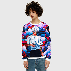 Свитшот мужской Красавец Сатору Годжо - Магическая битва, цвет: 3D-белый — фото 2