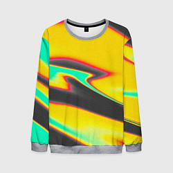 Свитшот мужской Слияние жёлтого голубого чёрного цветов, цвет: 3D-меланж