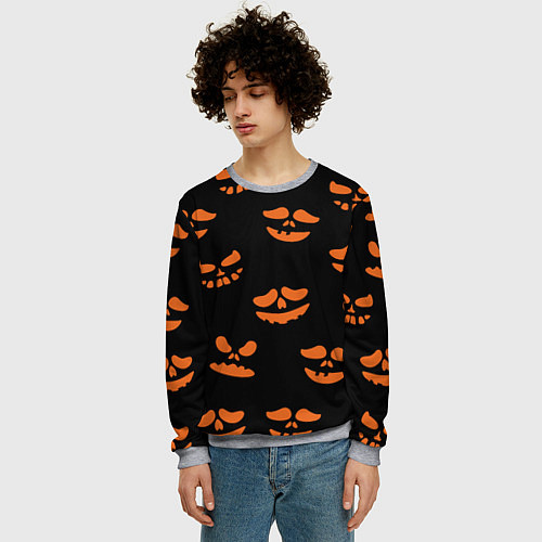 Мужской свитшот Рожицы тыквы / 3D-Меланж – фото 3
