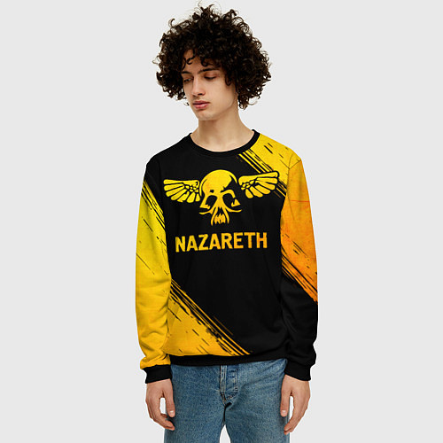 Мужской свитшот Nazareth - gold gradient / 3D-Черный – фото 3