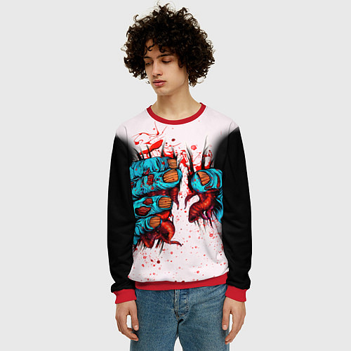 Мужской свитшот Сжимающая рука / 3D-Красный – фото 3