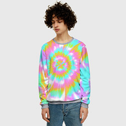 Свитшот мужской Tie-Dye кислотный в стиле барби, цвет: 3D-меланж — фото 2
