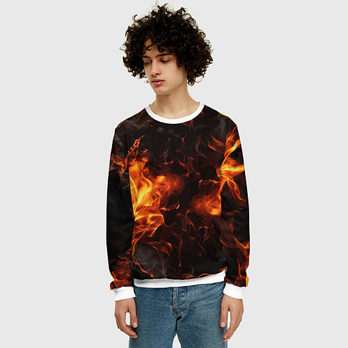 Мужской свитшот Fire style / 3D-Белый – фото 3