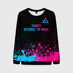 Свитшот мужской Thirty Seconds to Mars - neon gradient: символ све, цвет: 3D-черный