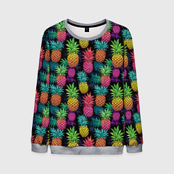 Свитшот мужской Разноцветные ананасы паттерн, цвет: 3D-меланж