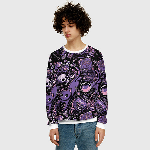Мужской свитшот Ведьминский паттерн / 3D-Белый – фото 3