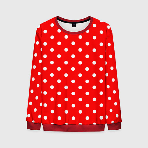 Мужской свитшот Белый горошек на красном / 3D-Красный – фото 1