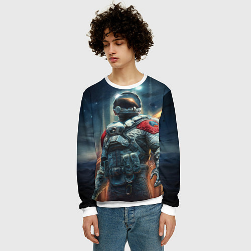 Мужской свитшот Пилот Шаттла - Старфилд / 3D-Белый – фото 3