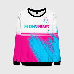 Свитшот мужской Elden Ring neon gradient style: символ сверху, цвет: 3D-черный