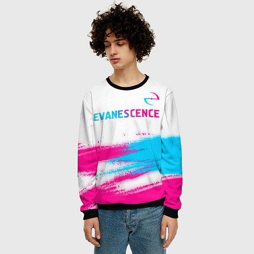 Мужской свитшот Evanescence neon gradient style: символ сверху / 3D-Черный – фото 3