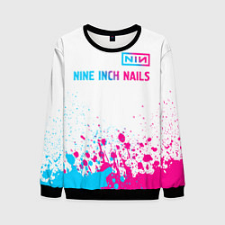 Свитшот мужской Nine Inch Nails neon gradient style: символ сверху, цвет: 3D-черный