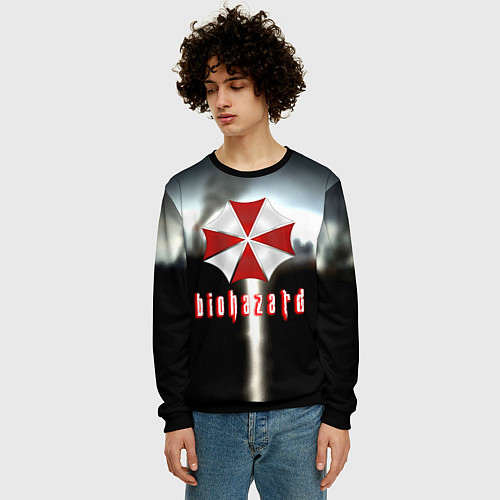 Мужской свитшот Raccoon city / 3D-Черный – фото 3