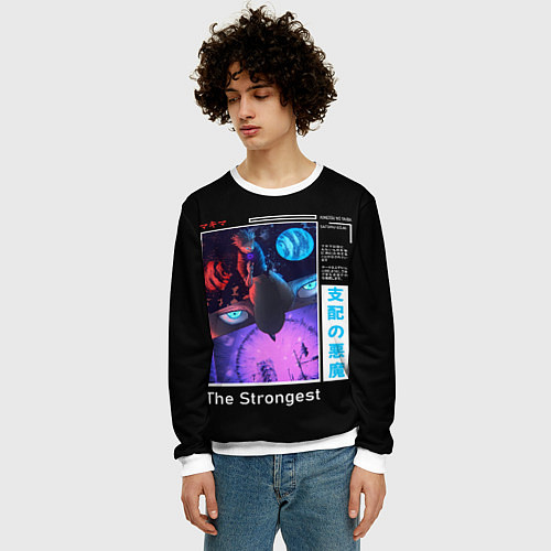 Мужской свитшот Сатору Годжо сильнейший / 3D-Белый – фото 3