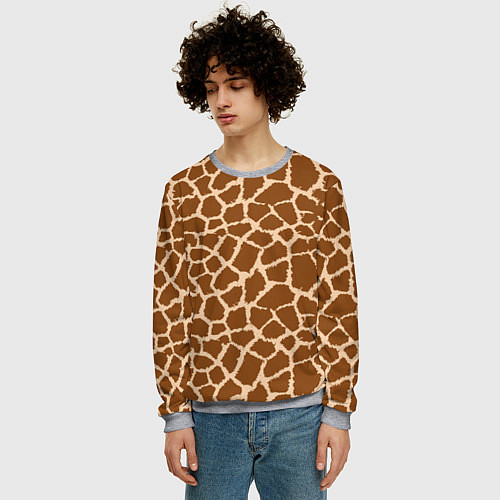 Мужской свитшот Кожа жирафа - giraffe / 3D-Меланж – фото 3