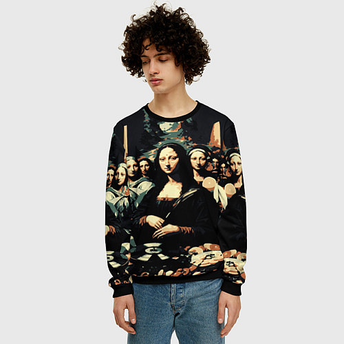 Мужской свитшот Мона Лиза party / 3D-Черный – фото 3