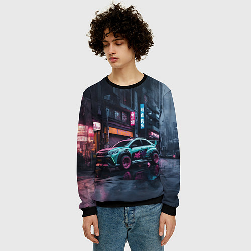 Мужской свитшот Березовый спорткар / 3D-Черный – фото 3