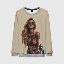Свитшот мужской Девушка с тату, цвет: 3D-меланж