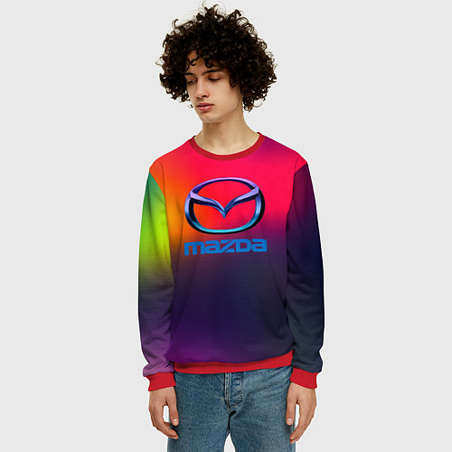 Мужской свитшот Mazda gradient / 3D-Красный – фото 3