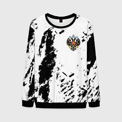 Свитшот мужской Россия спорт краски герб, цвет: 3D-черный