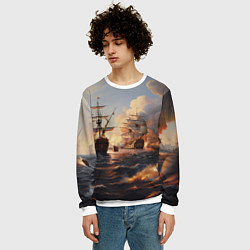Свитшот мужской Морское сражение, цвет: 3D-белый — фото 2