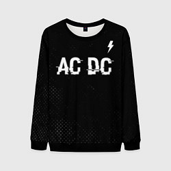 Свитшот мужской AC DC glitch на темном фоне: символ сверху, цвет: 3D-черный