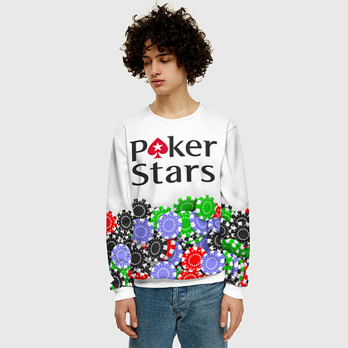 Мужской свитшот Poker - игра для удачливых / 3D-Белый – фото 3