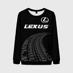 Свитшот мужской Lexus speed на темном фоне со следами шин: символ, цвет: 3D-черный