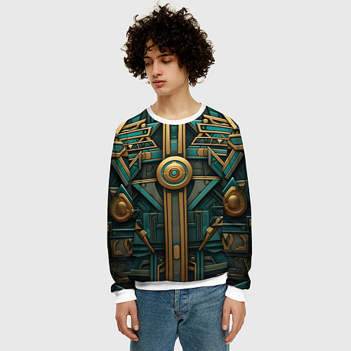 Мужской свитшот Орнамент в египетском стиле / 3D-Белый – фото 3