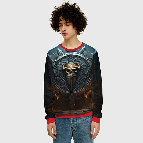 Мужской свитшот Викингский герб / 3D-Красный – фото 3
