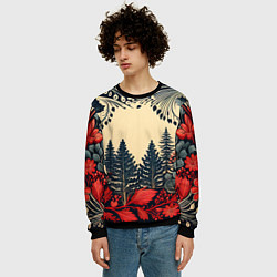 Свитшот мужской Новогодний лес, цвет: 3D-черный — фото 2